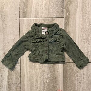 Nannette Olive Green Corduroy Ruffle-Trim Jacket